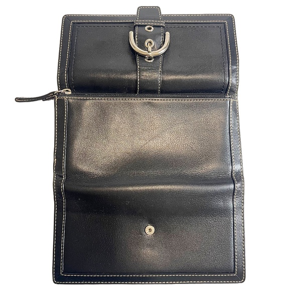 Vintage Y2K Coach Black Leather Soho Classic Buckle Wallet with Check Cover - Picture 2 of 6
